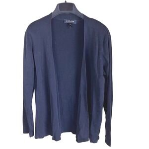 Escada Womens Black Long‎ Sleeve Knit Cardigan Shoulder Pads Size 8 Medium